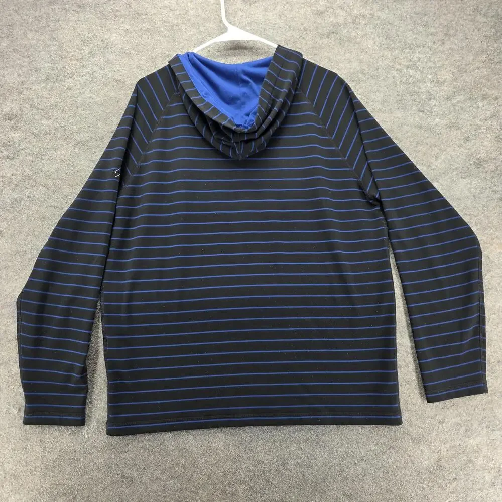 FootJoy Hoodie Mens L Black Pullover Hooded Striped Lightweight Stretch Golf